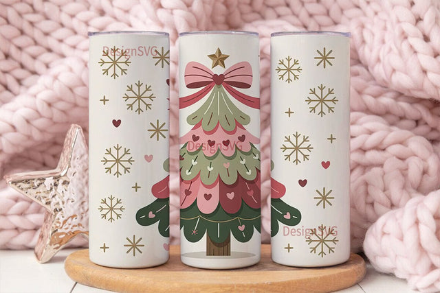 Pink Christmas Tree 20oz Tumbler Design Sublimation DesignSVG 