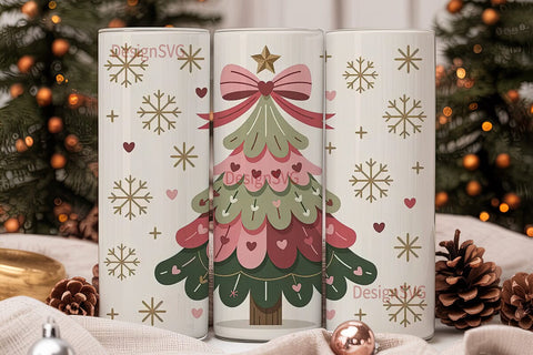 Pink Christmas Tree 20oz Tumbler Design Sublimation DesignSVG 