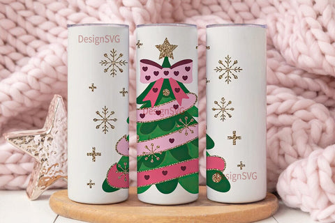 Pink Christmas Tree 20oz Tumbler Design Sublimation DesignSVG 