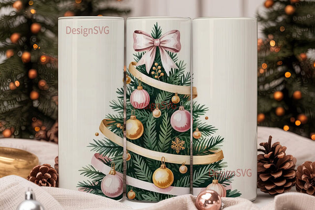 Pink Christmas Tree 20oz Tumbler Design Sublimation DesignSVG 
