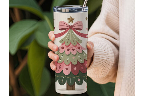 Pink Christmas Tree 20oz Tumbler Design Sublimation DesignSVG 