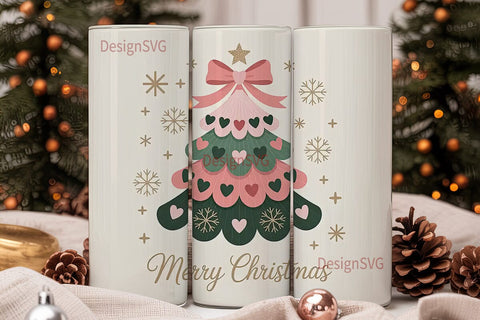 Pink Christmas Tree 20oz Tumbler Design Sublimation DesignSVG 