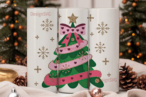 Pink Christmas Tree 20oz Tumbler Design Sublimation DesignSVG 