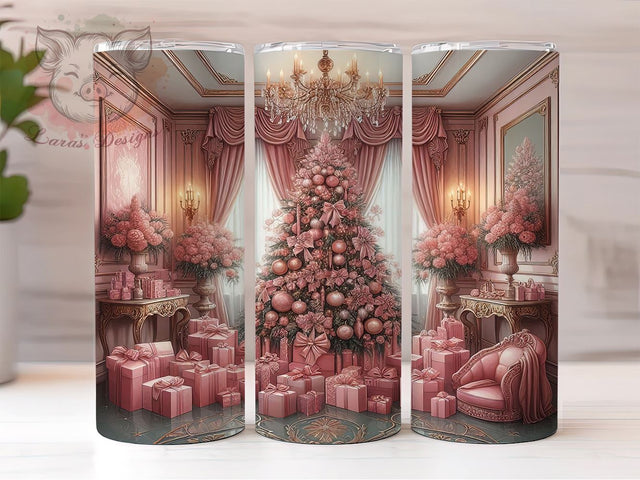 Pink Christmas Tree 20oz Tumbler Png, Straight & Tapered Tumbler Png, Pink Christmas Tumbler Png, Digital Download PNG Sublimation Lara' s Designs 