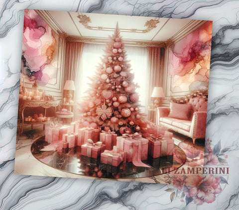 Pink Christmas Tree 20oz Tumbler Wrap PNG, Vintage Christmas Tumbler Png, Straight & Tapered Tumbler Wrap, Instant Digital Download Sublimation Li Zamperini 