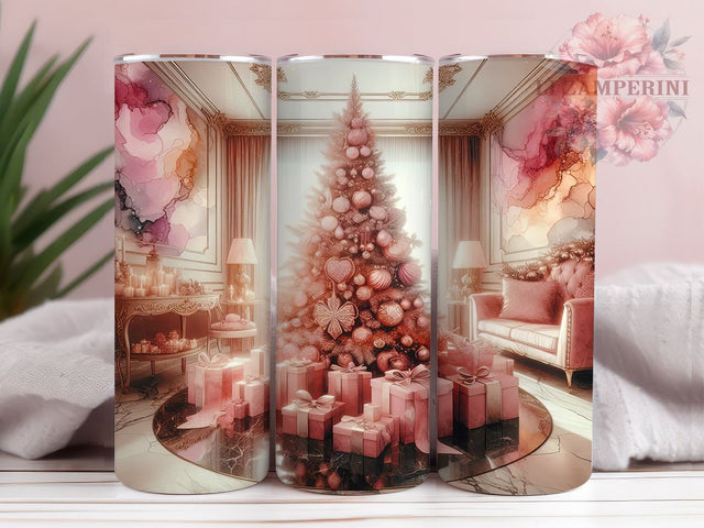 Pink Christmas Tree 20oz Tumbler Wrap PNG, Vintage Christmas Tumbler Png, Straight & Tapered Tumbler Wrap, Instant Digital Download Sublimation Li Zamperini 