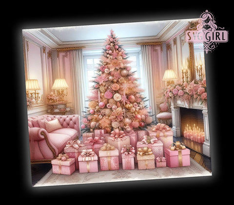 Pink Christmas Tree 20oz Tumbler Wrap Sublimation Design, Straight Tapered Tumbler Wrap, Pink Christmas Tumbler Png, Instant Digital Download Sublimation SvggirlplusArt 