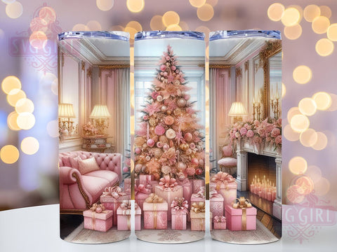Pink Christmas Tree 20oz Tumbler Wrap Sublimation Design, Straight Tapered Tumbler Wrap, Pink Christmas Tumbler Png, Instant Digital Download Sublimation SvggirlplusArt 