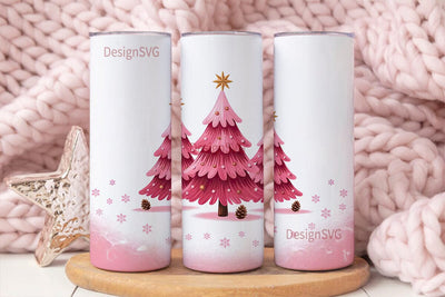 Pink Christmas Tree 20oz Tumbler Wrap Sublimation DesignSVG 