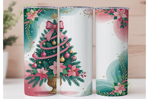 Pink Christmas Tree 20oz Tumbler Wrap Sublimation PixelChick 