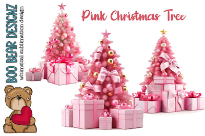 Pink Christmas Tree Clipart Sublimation Boo Bear Designz 