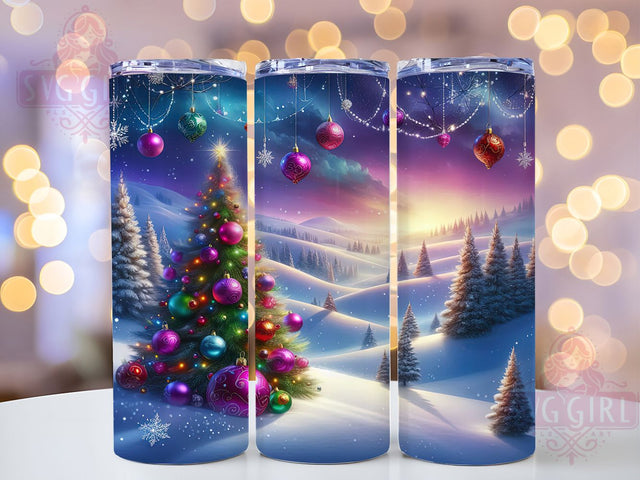 Pink Christmas Tree Holiday Tumbler, Holiday Sublimation Design, 20oz Skinny Tumbler Wrap, Cute Pink Xmas Wrap, Festive Holiday Drinkware, Girly Christmas Tumbler, Modern Christmas Tree Sublimation Sublimation SvggirlplusArt 