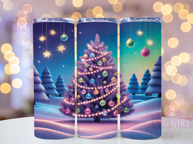 Pink Christmas Tree Holiday Tumbler, Holiday Sublimation Design, 20oz Skinny Tumbler Wrap, Cute Pink Xmas Wrap, Festive Holiday Drinkware, Girly Christmas Tumbler, Modern Christmas Tree Sublimation Sublimation SvggirlplusArt 