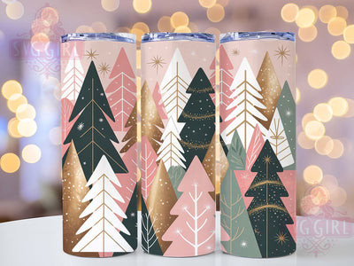 Pink Christmas Tree Tumbler, Festive Holiday Sublimation Design, Pink Xmas Tree Art, 20oz Christmas Tumbler, Whimsical Holiday Mug, Elegant Pink Cup, Sparkly Tree Wrap Sublimation SvggirlplusArt 