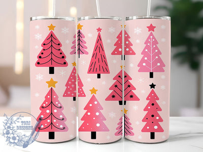 Pink Christmas Tree Tumbler, Winter Holiday Wrap, Cute Christmas Mug Design, Sublimation Wrap, Festive Drinkware, Adorable Winter Gift, Sparkly Holiday Cup Sublimation ToriDesigns 