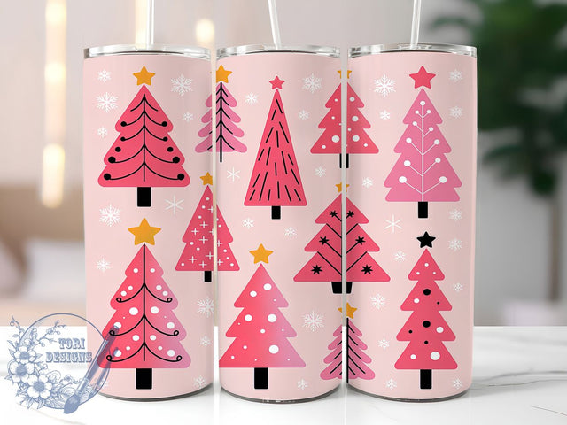 Pink Christmas Tree Tumbler, Winter Holiday Wrap, Cute Christmas Mug Design, Sublimation Wrap, Festive Drinkware, Adorable Winter Gift, Sparkly Holiday Cup Sublimation ToriDesigns 