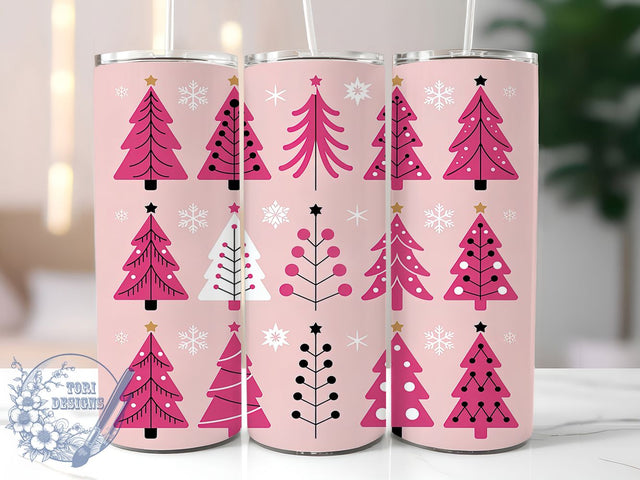 Pink Christmas Tree Tumbler, Winter Holiday Wrap, Cute Christmas Mug Design, Sublimation Wrap, Festive Drinkware, Adorable Winter Gift, Sparkly Holiday Cup Sublimation ToriDesigns 