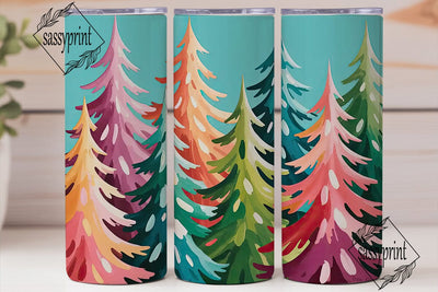 Pink Christmas Trees 20oz Tumbler Wrap Sublimation sassyprint 