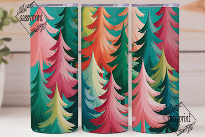 Pink Christmas Trees 20oz Tumbler Wrap Sublimation sassyprint 