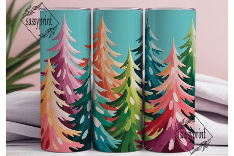 Pink Christmas Trees 20oz Tumbler Wrap Sublimation sassyprint 