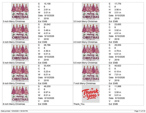 Pink Christmas Trees Embroidery Design – Merry Christmas Pink Holiday Trees Machine Embroidery File Embroidery/Applique DESIGNS PatternFeed8 