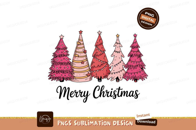 Pink Christmas Trees Festive Celebration image Sublimation Designangry 