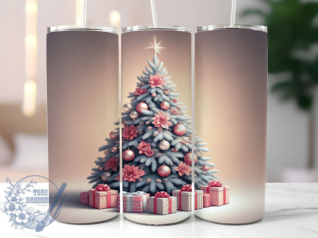 Pink Christmas Tumbler, Christmas Tree Design, 20oz Tumbler Wrap, Holiday Drinkware, Festive Decor, Cute Christmas Gift, Winter Sublimation PNG Sublimation ToriDesigns 