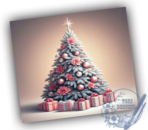 Pink Christmas Tumbler, Christmas Tree Design, 20oz Tumbler Wrap, Holiday Drinkware, Festive Decor, Cute Christmas Gift, Winter Sublimation PNG Sublimation ToriDesigns 