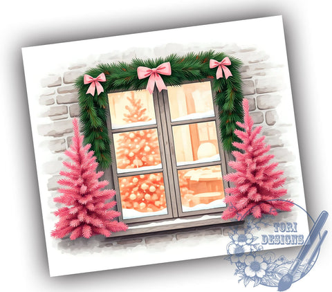 Pink Christmas Tumbler, Christmas Tree Design, 20oz Tumbler Wrap, Holiday Sublimation PNG, Festive Drinkware, Winter Decor, Cute Holiday Gift Sublimation ToriDesigns 