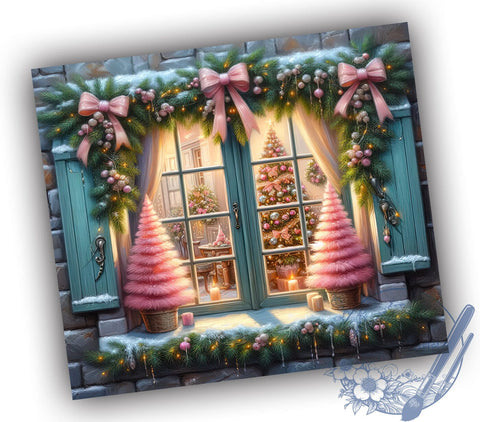 Pink Christmas Tumbler, Christmas Tree Design, 20oz Tumbler Wrap, Holiday Sublimation PNG, Festive Drinkware, Winter Decor, Cute Holiday Gift Sublimation ToriDesigns 