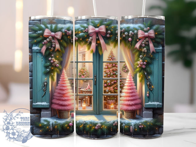 Pink Christmas Tumbler, Christmas Tree Design, 20oz Tumbler Wrap, Holiday Sublimation PNG, Festive Drinkware, Winter Decor, Cute Holiday Gift Sublimation ToriDesigns 