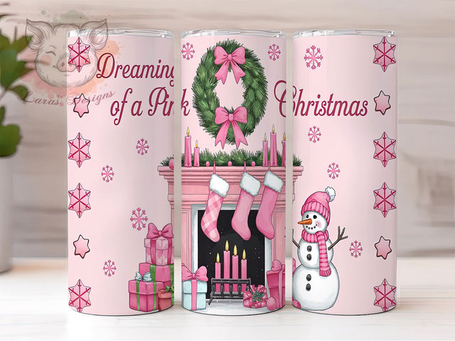 Pink Christmas Tumbler, Christmas Tumbler, Dreamy Tumbler, 20oz Tumbler Wrap, Sublimation Design, Digital Download, Cricut Design, Silhouette Design, DIY Tumbler Sublimation Lara' s Designs 