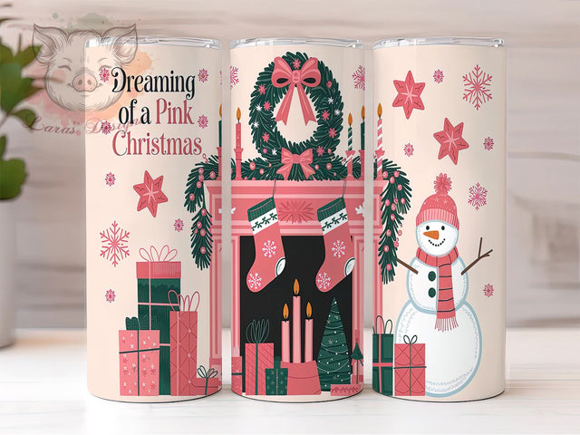 Pink Christmas Tumbler, Christmas Tumbler, Dreamy Tumbler, 20oz Tumbler Wrap, Sublimation Design, Digital Download, Cricut Design, Silhouette Design, DIY Tumbler Sublimation Lara' s Designs 