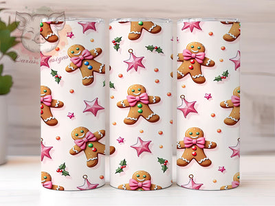 Pink Christmas Tumbler, Gingerbread Tumbler, Coquette Bow Tumbler, Christmas Tumbler Wrap, 20oz Tumbler Wrap, Sublimation Design, Digital Download, Cricut Design Sublimation Lara' s Designs 