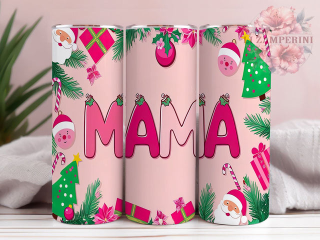 Pink Christmas Tumbler, Mama Claus Tumbler, Merry Mama Gift, 20oz Tumbler, Holiday Drinkware, Christmas Gift, Fun Christmas Decor Sublimation Li Zamperini 