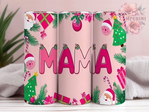 Pink Christmas Tumbler, Mama Claus Tumbler, Merry Mama Gift, 20oz Tumbler, Holiday Drinkware, Christmas Gift, Fun Christmas Decor Sublimation Li Zamperini 