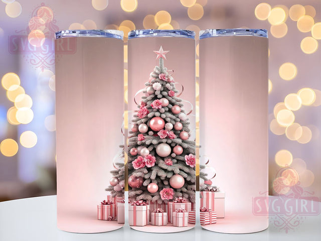 Pink Christmas Tumbler Wrap, Holiday Tree PNG, 20oz Sublimation Design, Cute Christmas Drinkware, Festive Tumbler Design, Winter Holiday Decor, Girly Christmas Gift Sublimation SvggirlplusArt 