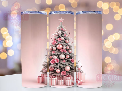 Pink Christmas Tumbler Wrap, Holiday Tree PNG, 20oz Sublimation Design, Cute Christmas Drinkware, Festive Tumbler Design, Winter Holiday Decor, Girly Christmas Gift Sublimation SvggirlplusArt 