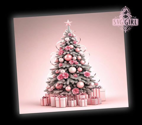 Pink Christmas Tumbler Wrap, Holiday Tree PNG, 20oz Sublimation Design, Cute Christmas Drinkware, Festive Tumbler Design, Winter Holiday Decor, Girly Christmas Gift Sublimation SvggirlplusArt 