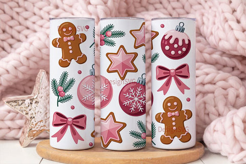 Pink Christmas Tumbler Wrap Sublimation DesignSVG 