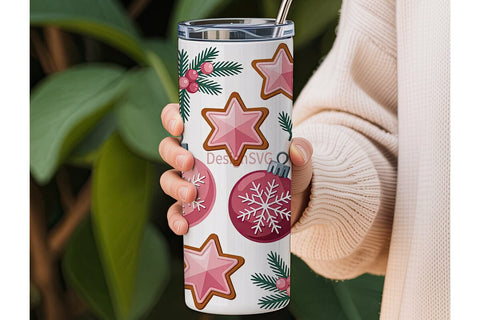 Pink Christmas Tumbler Wrap Sublimation DesignSVG 