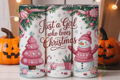 Pink Christmas Tumbler Wrap Sublimation PixelChick 