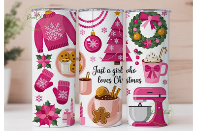Pink Christmas Tumbler Wrap Sublimation PixelChick 