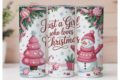 Pink Christmas Tumbler Wrap Sublimation PixelChick 