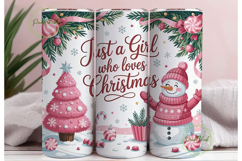 Pink Christmas Tumbler Wrap Sublimation PixelChick 