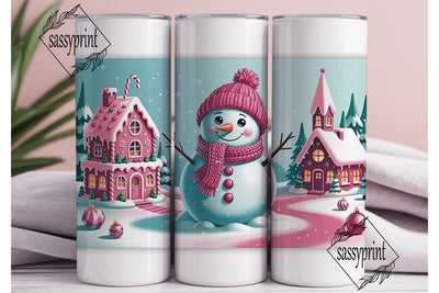Pink Christmas Wonderland Tumbler Wrap Sublimation sassyprint 