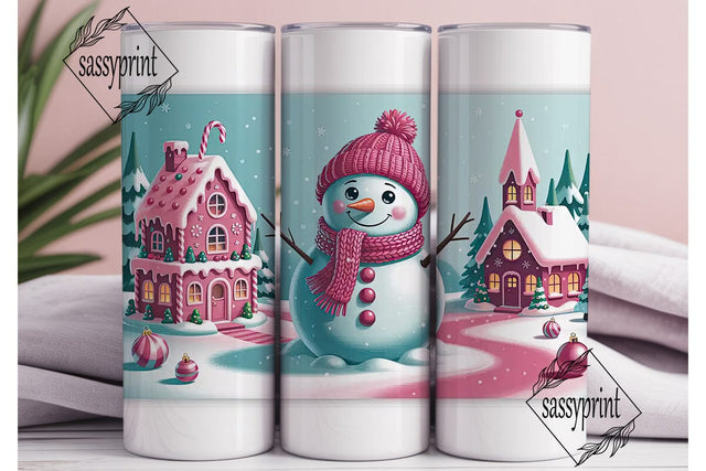 Pink Christmas Wonderland Tumbler Wrap Sublimation sassyprint 