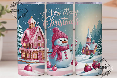 Pink Christmas Wonderland Tumbler Wrap Sublimation sassyprint 