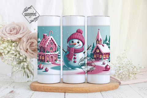 Pink Christmas Wonderland Tumbler Wrap Sublimation sassyprint 