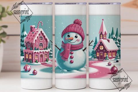 Pink Christmas Wonderland Tumbler Wrap Sublimation sassyprint 